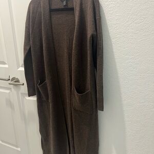 Tahari Brown Long Cardigan Sweater